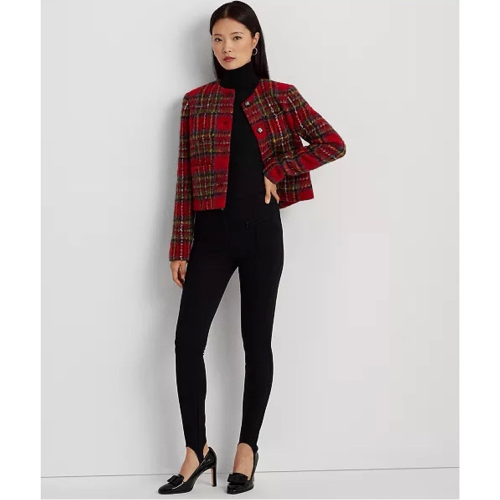 New w/ Tags Lauren by Ralph Lauren Plaid Mohair Cropped Jacket size 8. - Picture 6 of 7